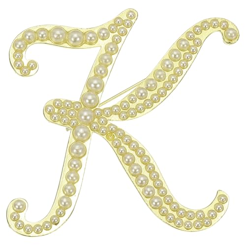 Image of PATIKIL Letter Brooch Pins, Pearl Initial Alphabet Letter Lapel Badges Pin for Women Men Girl Wife Suits Clothes Dress Bouquet Coat Hat Bag Craft Party