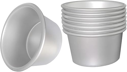Moldes para pudín, molde individual para magdalenas, magdalenas, panecillos de aluminio, 8 piezas (3.74 x 2 x 2.87 pulgadas)