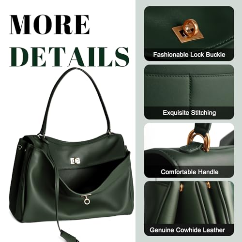 Image of hedexe Genuine Leather Tote Bag for Women: Soft Cowhide Shoulder Handbags for Ladies - Satchel Purse for Travel Work(Large)