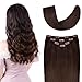 12" Clip in Hair Extensions Remy Human Hair for Women - Silky Straight Human Hair Clip in Extensions 50grams 4pieces Medium Brown #4 Color