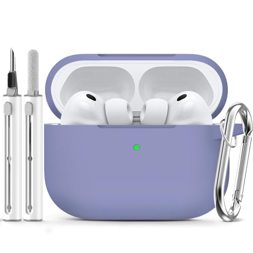 Image of Ljusmicker for AirPods Pro 3 Case 2025 with Cleaner Kit,Soft Silicone Protective Cover for Apple AirPods Pro 3rd Generation Cases for Women Men,for AirPod Pro 3 Cover with Keychain-Lavender