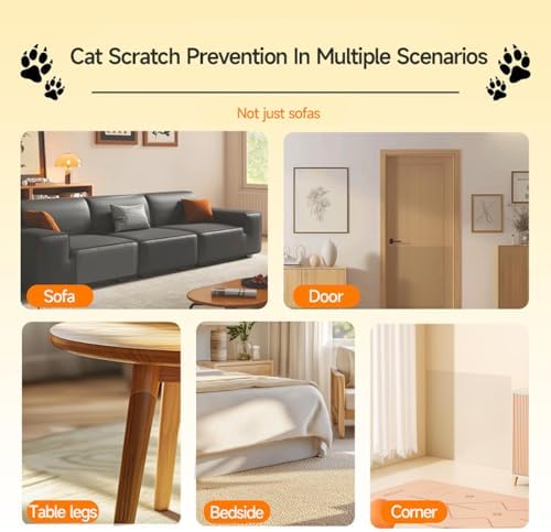 Cat Scratch Furniture Protector - Thickened Transparent Anti-Scratch Sofa Stickers, Self-Adhesive Protectors for Couches, Doors & Table Legs - Ultimate Cat Scratch Defense