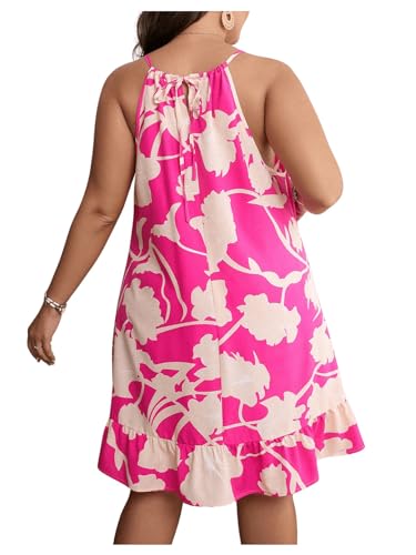 Image of Floerns Women's Plus Size Sleeveless Floral Print Halter Neck Cami Summer Dress