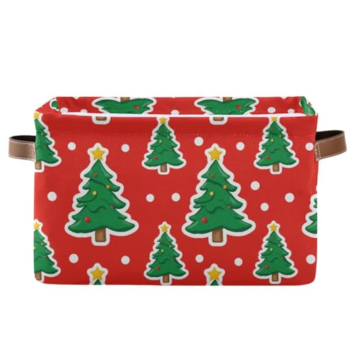 Image of Aslsiy Storage Basket Cute Christmas Tree Snow Red Nursery Bins Baby Box Canvas Clothes Shelf Basket Laundry Hampers 1 Pcs
