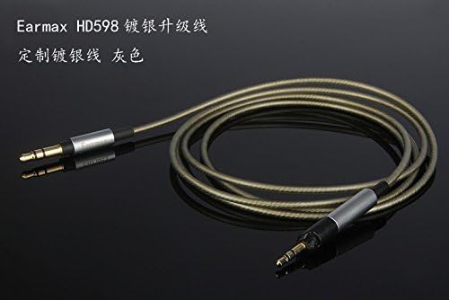 Earmax New Earphone Cable for SENNHEISER HD598 HD558 HD518 HD595 Upgrade Cable High Quality Silver Plated with 4K Gold-Plated Plug