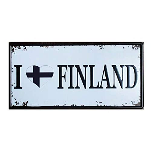 Eureya I Love Finlandia - Placa de matrícula de coche para casa, cafetería, bar, restaurante, exposición, decoración de pared vintage de 15 x 30 cm