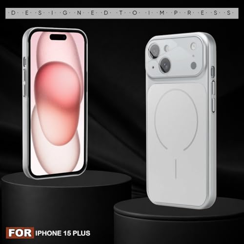 Image of SHINESTAR Premium Luxury Case Compatible with iPhone 15 Plus | Protective Back Cover with Camera Lens Safety | Wireless Charging Support | Slim Fit Durable Design | Enhanced Grip Protection Silver