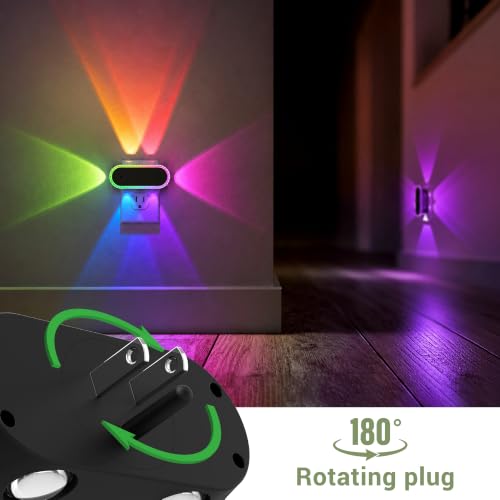 Image of L LOHAS LED Night Lights Plug into Wall 2-Pack, Plug in Night Light | 180 Rotatable Plug, Dusk to Dawn, RGB Dimmable Nightlight for Bathroom Hallway
