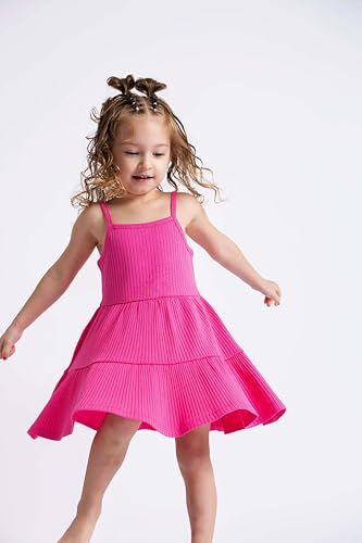 Image of monica + andy Ribbed Spaghetti Strap Dress, 100% Organic Kids Clothes for Girls, Girl Casual Dress