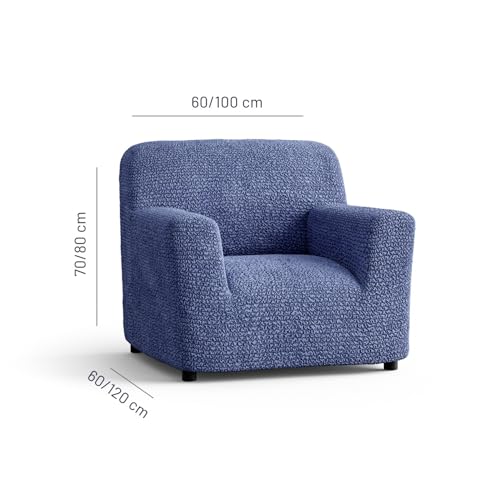Image of Bellissima Sofa Covers - Premium Luxury Microfibra Plain Stretchable Sofa Cover Single Seater Fully Covered Slipcover, Imported from Italy (Ash Blue)