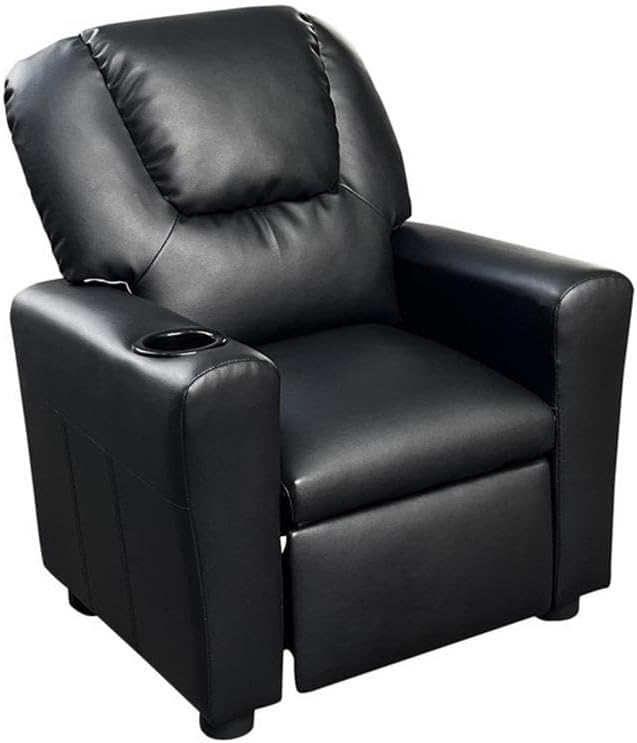 Marisa Black PU Leather Kids Recliner Chair with Cup Holder