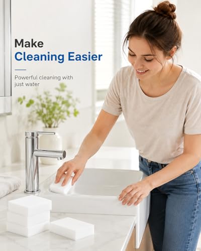 Image of Magic Eraser, 50 Pack Magic Eraser Sponge Melamine Sponge Cleaning Eraser, Magic Erasers in Bulk Extra Durable Magic Sponges Eraser for Furniture, Bathroom, Bathtub, Sink, Floor, Baseboard