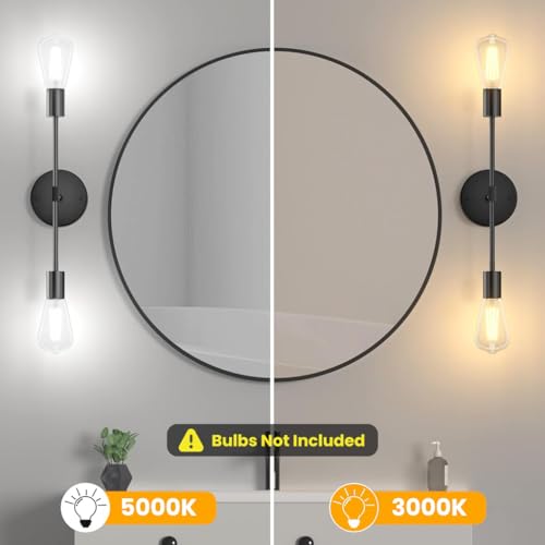 Image of ELEPHANTBOAT 1PCS Wall Lamp Fixtures, Minimalist Industrial Metal Wall Light for Home Decoration, 13.4'' Retro Dual Head Stick Light for Hallway, Living Room, Bedroom, Corridor(No Bulb Included)