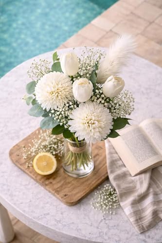 Image of Divyakosh Artificial Fabric Flower Bunch for Vase /Pot Display| (VASE NOT Included) Indoor Decorative Floral Cluster for Habitat Setup, Home Decor Craft Flowers