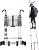 Telescoping Ladder 3.5m/11.5ft, Aluminum Extension Ladder with Stabilizer Bar & Hooks, 440lbs Capacity for Indoor & Outdoor Use(4.7M/15.5 ft)