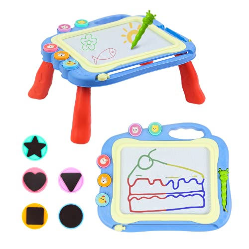 ATONGMU Magnetic Drawing Board Magna Drawing Doodle Boards with 5 Large Magnet Stamps Present for 3 4 5 Year Old Girl Magna Etch Table Sketch Pad,Gifts Kids Toddlers Toys for 1-2-3-4-5 Boys