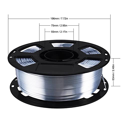 Image of 1.75mm Silk Pearlescent Metal Silver Shiny PLA Filament, 1kg 3D Printing Material Widely Support for FDM 3D Printer, Pack with Extra Filament Sample by BBLIFE
