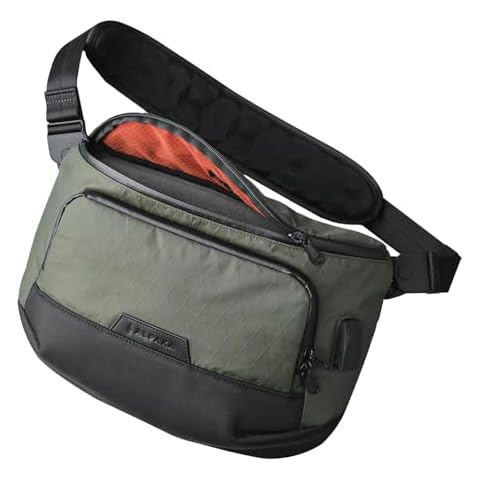 ALPAKA Bravo Sling Max V2, X-Pac® RFID Blocking Sling Bag with Maglockz Buckle, Crossbody Bags with External USB Charging Port, Weatherproof Fabric Men's Travel Bag fits 14 MacBook,Dark Green Cover