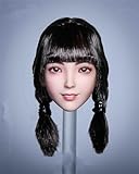 1/6 Scale Female Head Sculpt,Sweet Loli Girl Suntan Skin Expression Head Carved for 12inch PH TBL JO Female Action Figure Body (C)