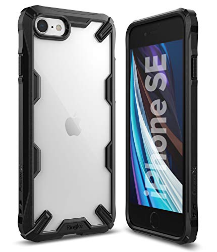 Ringke Fusion X Case Made for New iPhone SE 2020 (2nd Gen) Compatible with iPhone 8 (2017), iPhone 7 (2016) Shock Proof Designed with Dual QuikCatch Strap Holes - Black