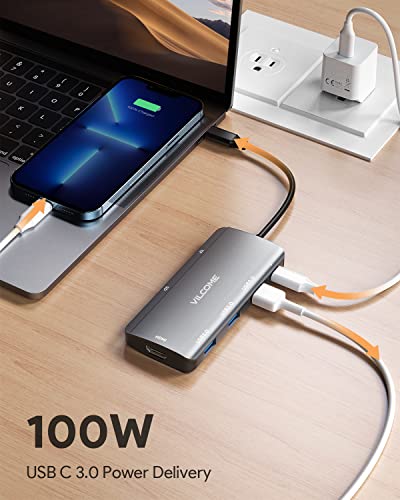 Usb C Hub, Vilcome 7-In-1 Usb C To 4K Hdmi Multiport Adapter, With Sd/Tf Card Reader, 3 Usb 3.0 Ports, And 100W Power Delivery, For Macbook Pro Air, Pixelbook, Xps, And More #TOP4