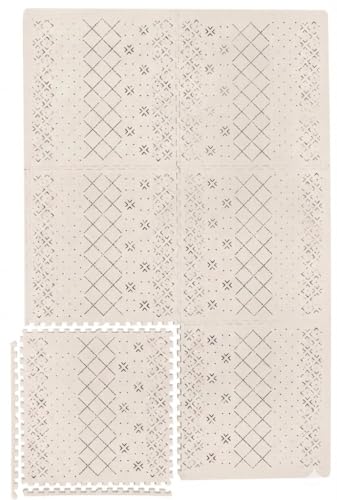 Image of Yay Mats Stylish Extra Large Baby Play Mat. Soft, Thick, Non-Toxic Foam Covers 6 ft x 4 ft. Expandable Tiles with Edges Infants and Kids Playmat Tummy Time Mat (Carter Mudcloth Tan)