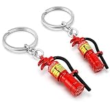 LOGOFUN 2Pcs Mini Fire Extinguisher Keychain Tiny Firefighter Keyring Stainless Steel Key Chain with Small Fire Extinguisher Charms for Firefighter Graduation Gift - 3.1X1.2in