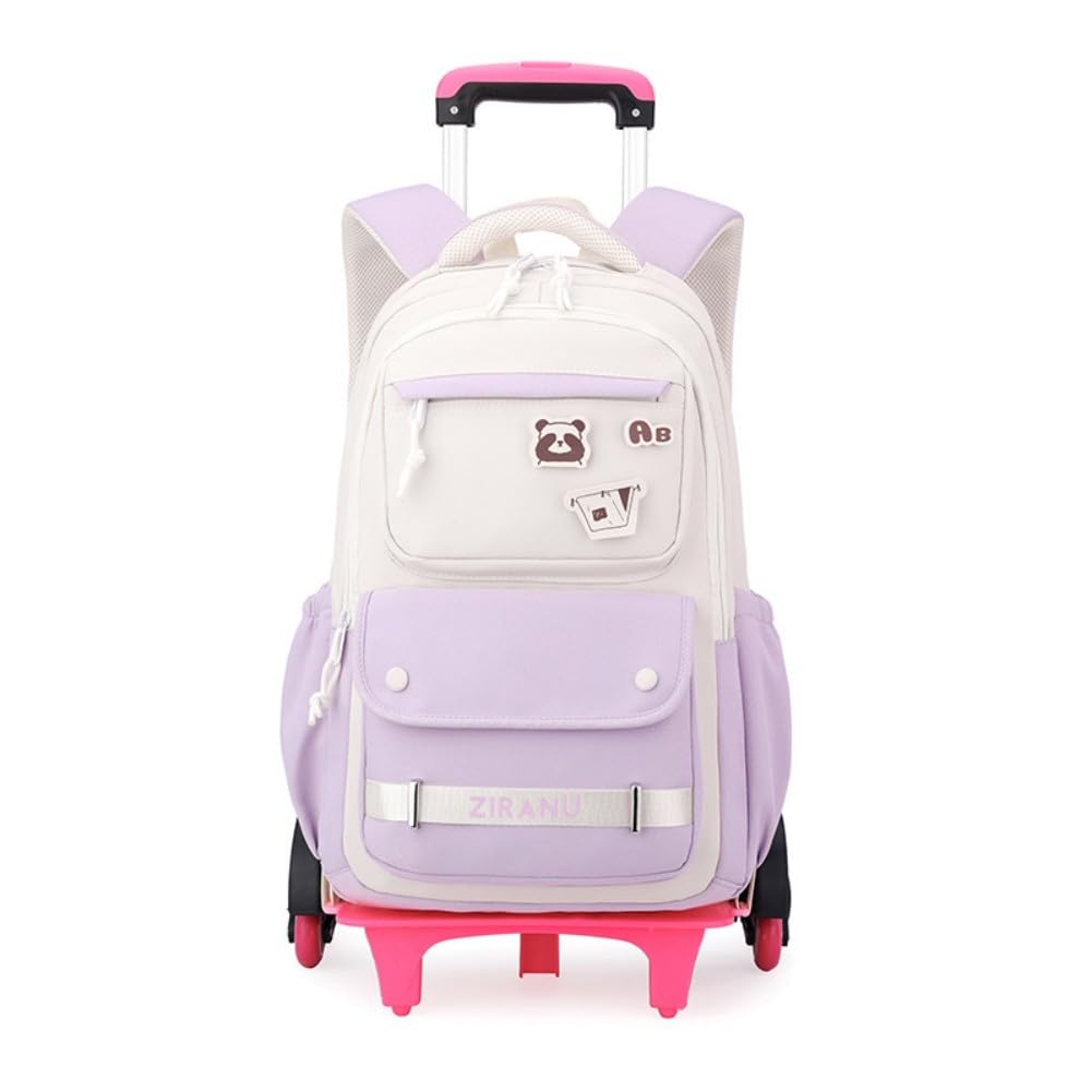 EKUIZAI Trolley Rolling Backpack for Girls Kids Middle School Bags with Wheels Rolling School Bags for Teen Girls, Purple