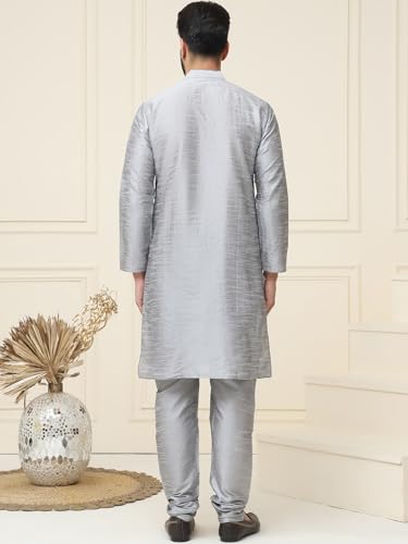 Image of SOJANYA Men's Dupion Silk Solid (Since 1958 Kurta Set & Churidaar Pyjama