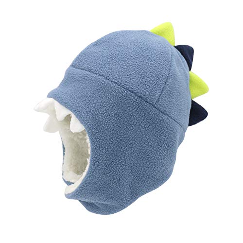 Baby Boy Sherpa Hats and Mittens Set Toddler Gloves Warm Fleece Winter Hat Baby Girl Dinosaur Blue 2-5T - Thumbnail 4