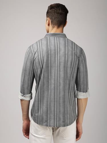Image of BULLMER Trendy Regular Fit Striped Causal Full Sleeve Shirt for Men.