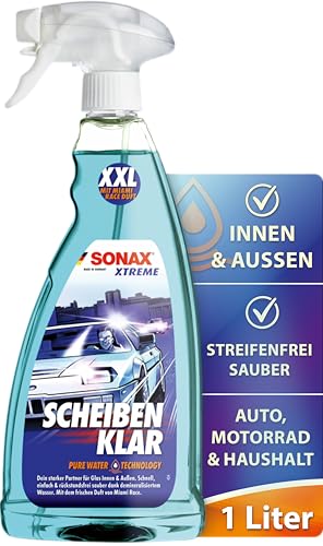 SONAX XTREME ScheibenKlar Sonderedition Miami Race (1 Liter) zur Entfernung von Verschmutzungen auf Scheiben & für eine Besser benetzte Glasoberfläche | Art-Nr. 02383410