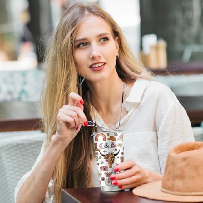 Western Gifts for Women Men, Cowgirl Accessories, Rodeo Birthday Party Decorations, Cowboy Party Favors, 20 Oz Stainless Steel Tumbler-Reusable & Leak Resistant