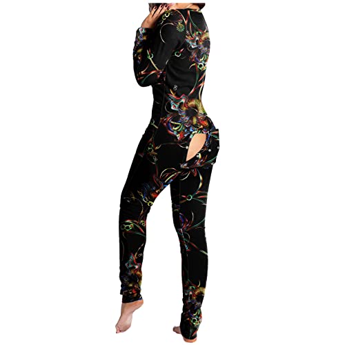 Pyjama sexy pour femme manches longues col en V boutonné