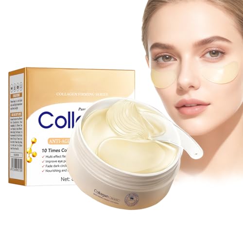 Virecose 60 Pcs Parches Ojos Bolsas y Ojeras con Colágeno, Mascarillas Dorados Antiarrugas y Antiojeras, Eye Patches Hidratada Contorno de Ojos Parches de Colageno