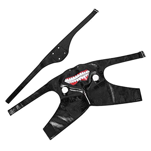 ITODA Tokyo Kaneki Ken Mask Halloween Costume Cosplay Mask Adjustable zip-fastener Masks 3D PU Leather Masks with Eye Patch for Halloween Party Fancy Dress Costume Props - Image 4
