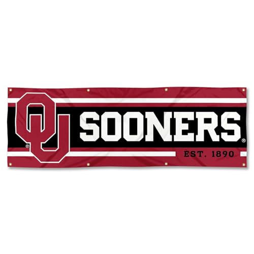 Pancarta Oklahoma Sooners de 2x6 pies para decoración deportiva de pared en exterior