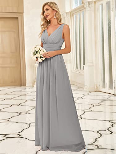 Image of Ever-Pretty Womens Bridesmaid Dress V-Neck Sleeveless A Line Chiffon Floor Length Formal Dress 09016