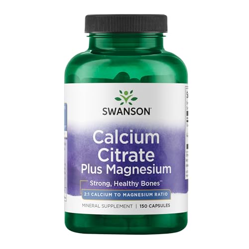 Swanson Calcium Citrate Plus Magnesium - Mineral Supplement Promoting Strong Bones Energy Production & Muscle Relaxation - May Support Cardiovascular Health - (150 Capsules)