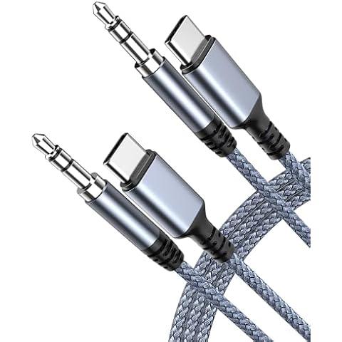 Highwings USB C to 3.5mm Aux Audio Cable (2-Pack, 3.3FT) for iPhone 16/15, iPad Pro, Galaxy S23 S22 S21, Android, Pixel, Headphone, Type C to 3.5mm Headphone Car Stereo Cord Cover