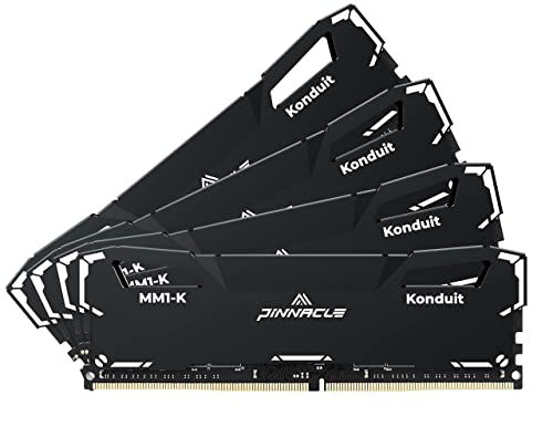 Image of Timetec Pinnacle Konduit 64GB KIT(4x16GB) DDR4 3200MHz PC4-25600 CL16-18-18-38 XMP2.0 Overclocking 1.35V Dual Rank Compatible for AMD and Intel Desktop Gaming PC Memory Module - Black