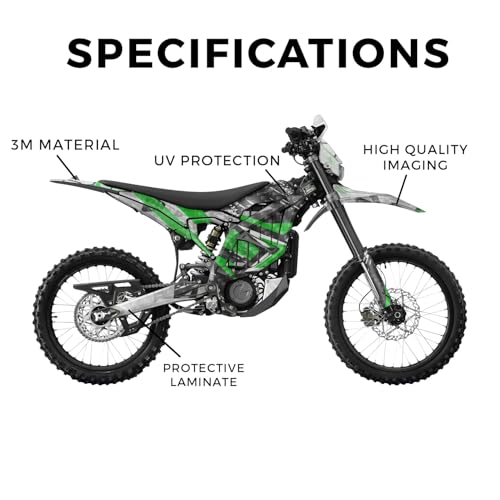 Image of Carbon Fiber Surron Ultra Bee Graphics Kit Wrap - Grunge Star Green - Sur-Ron Skin - Premium 3M Vinyl Protective Wrap Decal Cover - Easy to Apply | Crafted in The USA by MightySkins