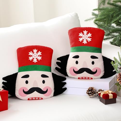 Yousoontic 2 Set Nutcracker Christmas Flocked 3D Throw Pillows 12" x 12"