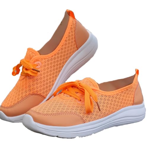Women's Soft Sole Mesh Comfort Orthopedic Sneakers with Arch Support Non-Slip Breathable Low Top Lace Up Walking Shoes Diabetic & Nurse Shoes