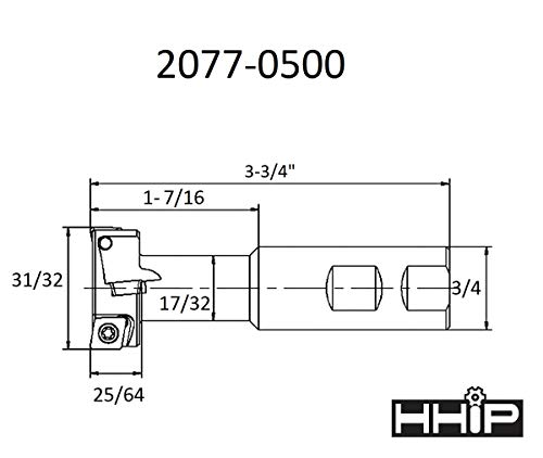 Image of HHIP 2077-0500 Indexable T-Slot Cutter, 1 /2 x 31 /32 x 25 /64 x 3 /4