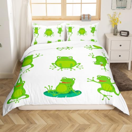 Housse de couette grenouille et draps imprimés feuilles vertes - 3