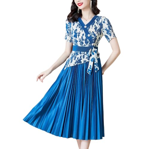 Robe d'été mi-longues décontractées avec boutons et taille étroite fluide