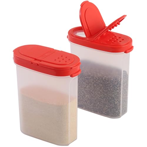 Signoraware Sprinkles N Spice BPA Free Plastic Big Container with Lid (280mlx2 | Set of 2 | Red)