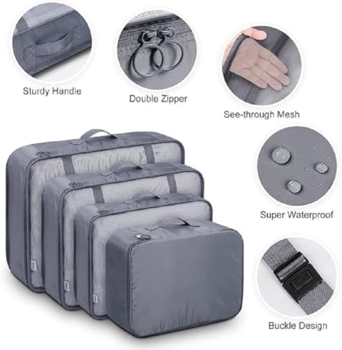 Image of QONETIC 7pcs Set Travel Organizer Packing Cubes Lightweight Travel Luggage Organizers with Laundry Bag or Toiletry Bag Laundry Organiser, Multicolor