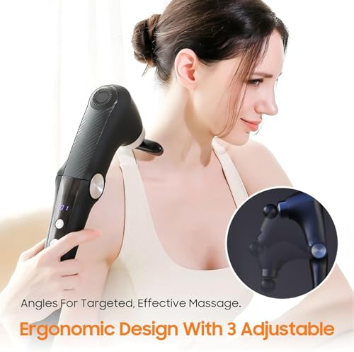 Image of Massage Gun with 10 Replacement Heads, Massage Gun with Heat, Back Massager for Pain Relief Deep Tissue, Massager for Shoulder & Back Muscle Recovery, (Black)